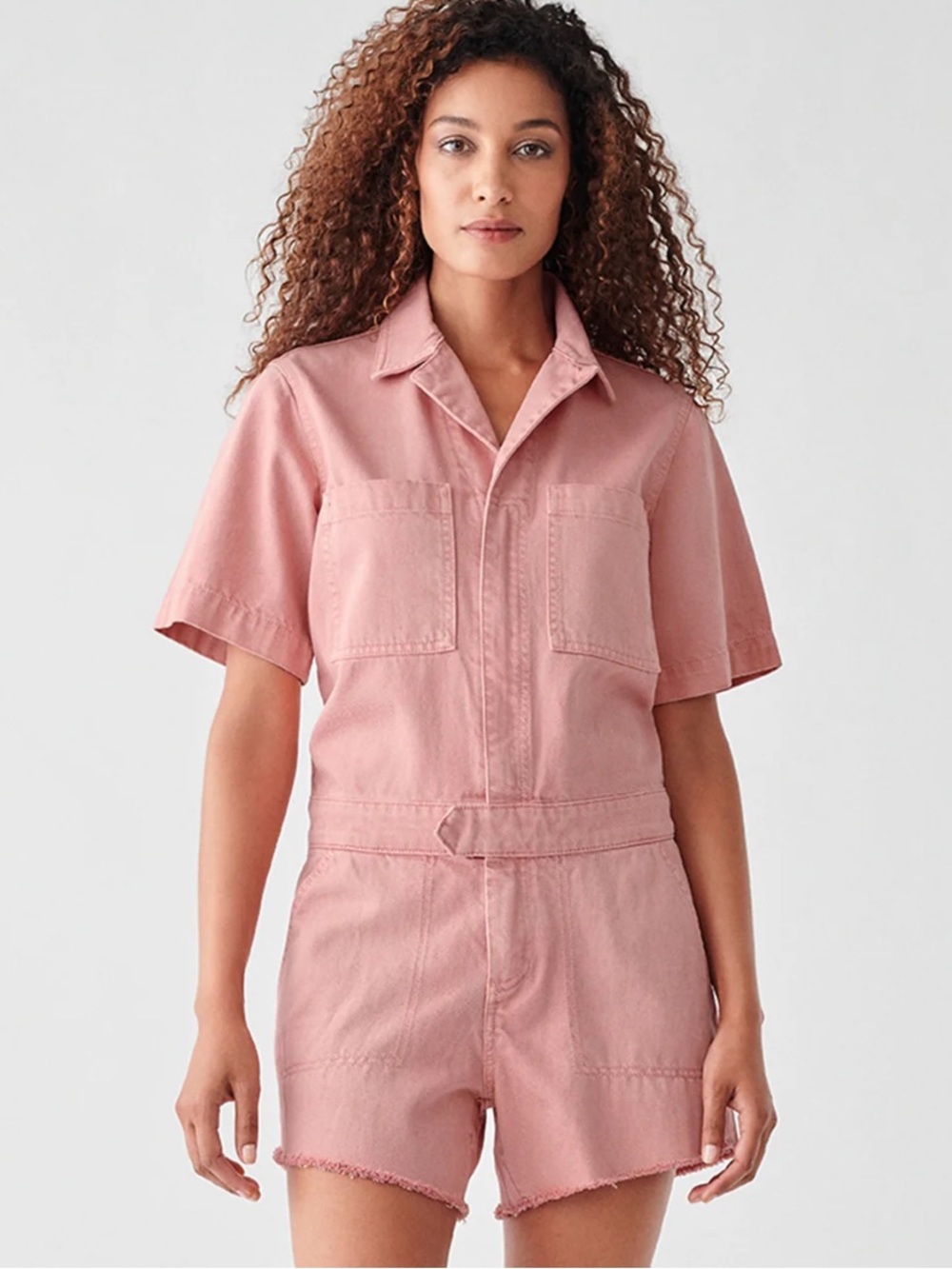 DL1961 Dusty Pink Short-Sleeve Utility Romper